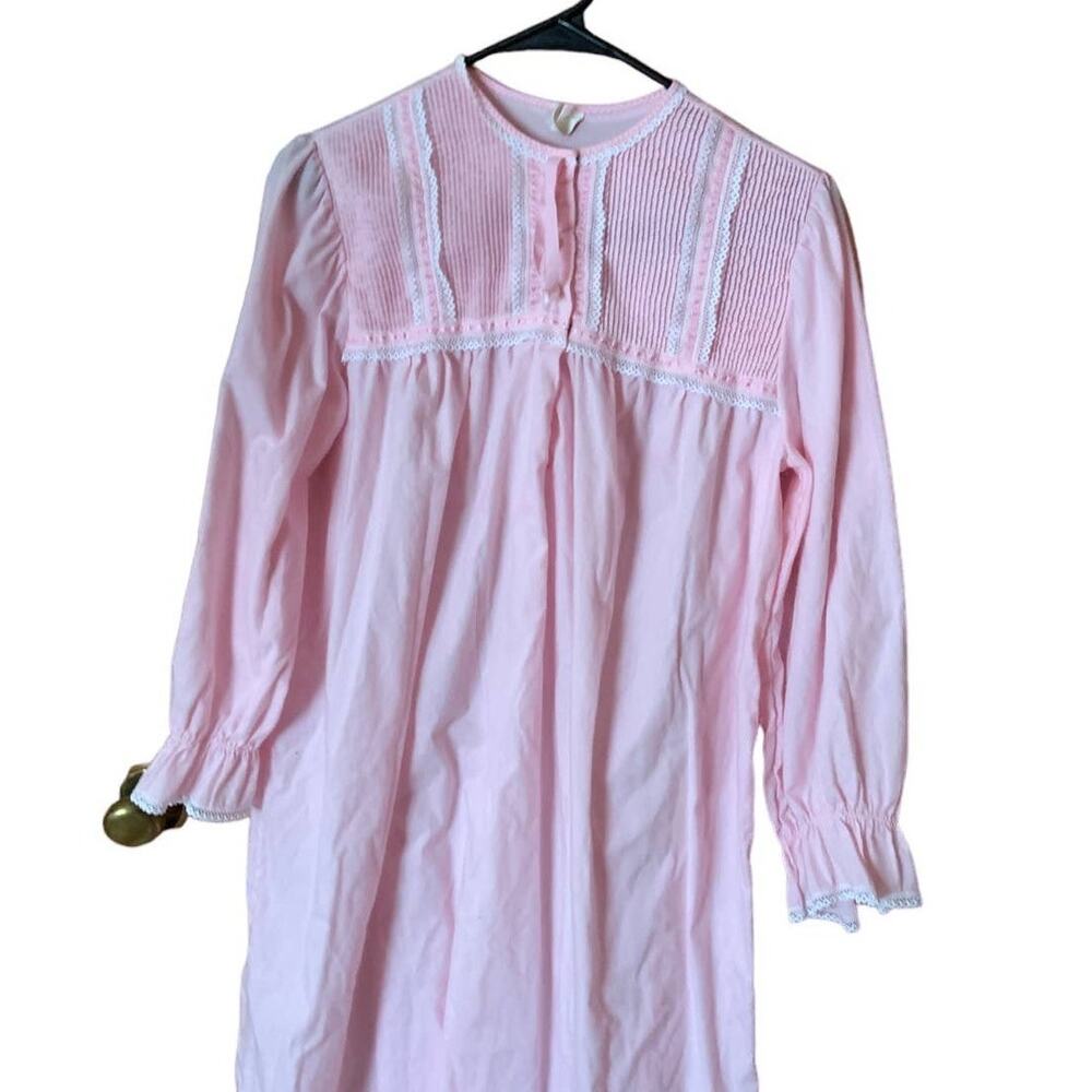Vintage Barbizon Donnie Carla Pink Coral Nightgown Embroidered Size S